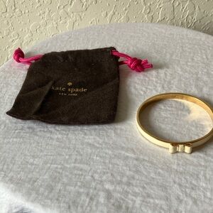 Kate Spade: “Take a Bow” Cream & Gold Tone Bow Bracelet & Dust Bag